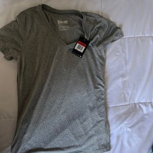 Womens Nike Dri Fit light gray vneck short sleeve shirt size large nwt